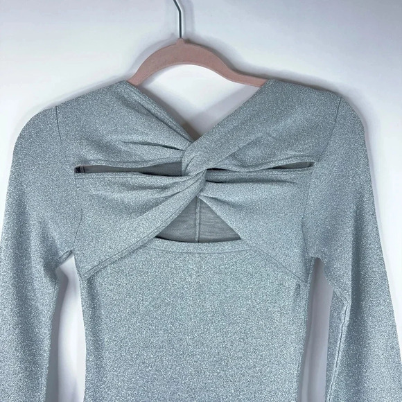 J Crew Lurex Twist Back Dress Silver Gray Midi Wool Blend Party Short Size XXS - Picture 8 of 13